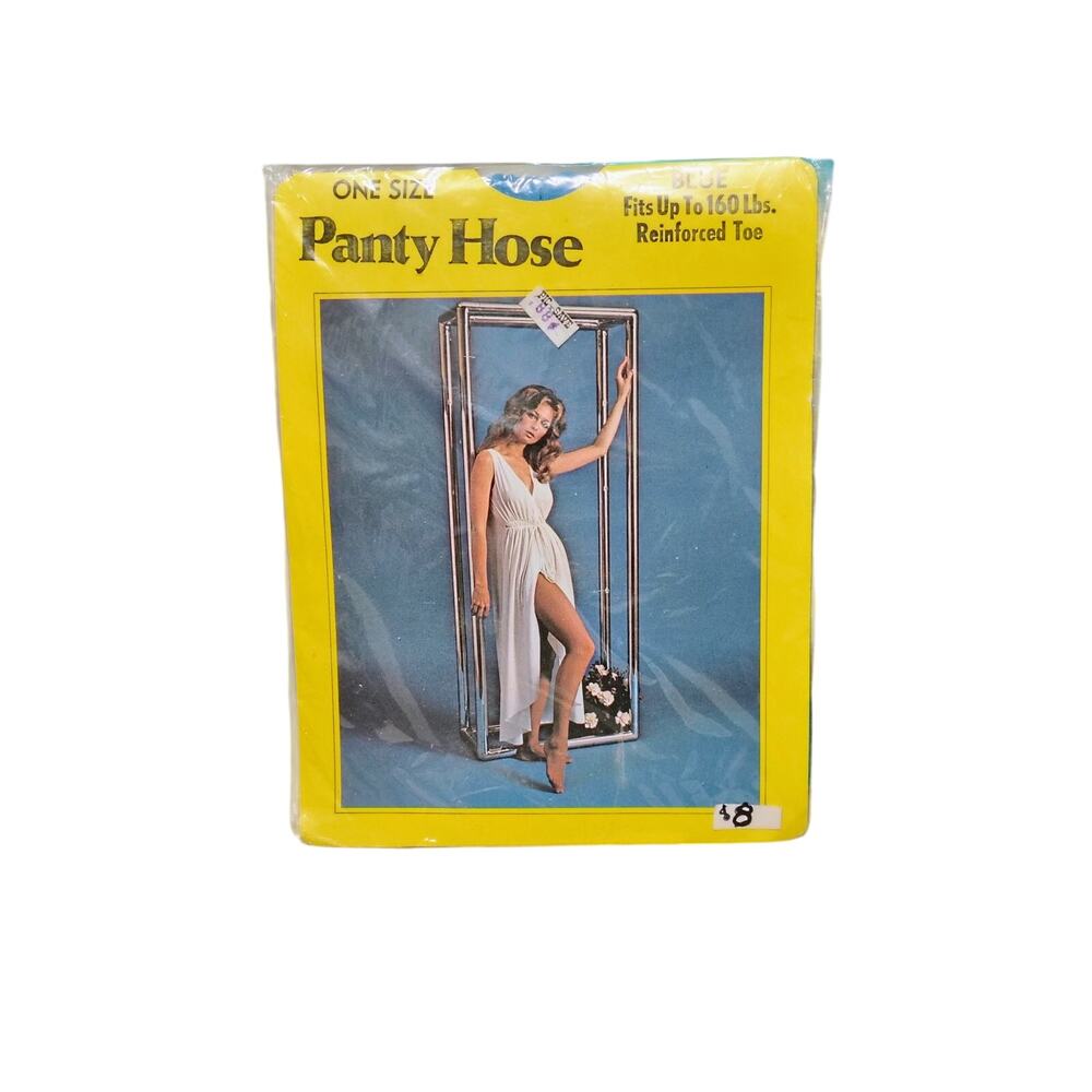 2pks New 1960s Vintage Pantyhose Navy Blue Seamless Stretch Blue Reinforced Toe